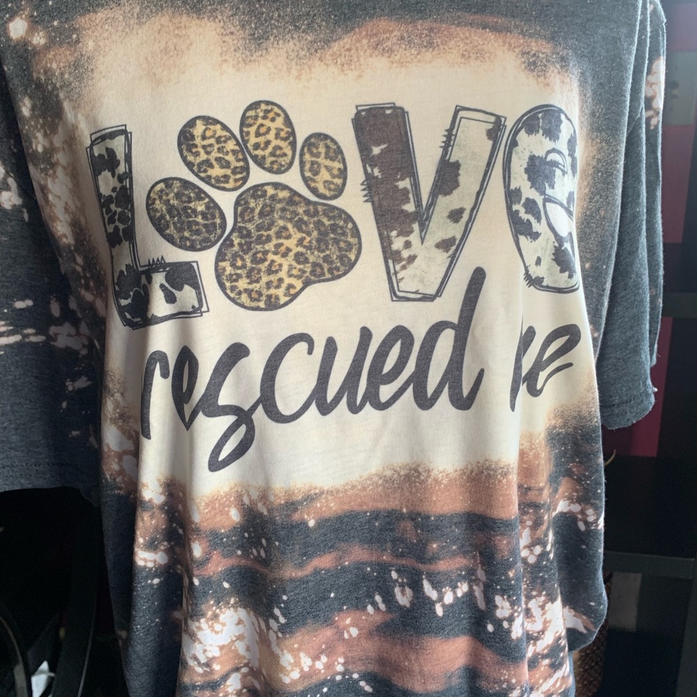 Love rescued me bleached tshirt